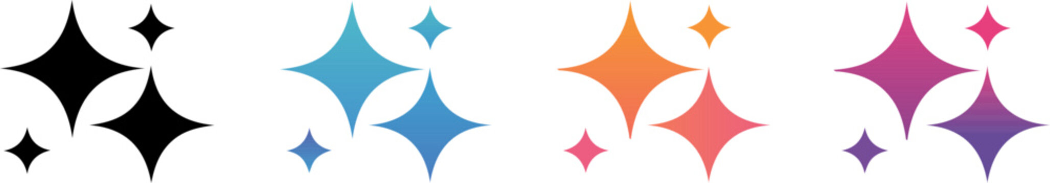 Pastel Colored Sparkling Star Icons Collection for Soft Aesthetic and Creative Design Projects