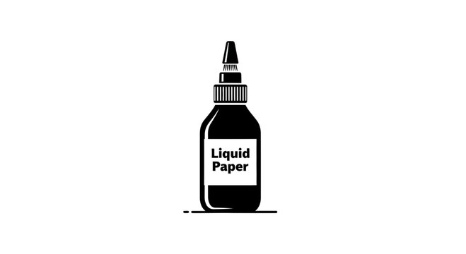 Black Liquid Paper Correction Fluid Bottle with Dropper Cap, Isolated on White