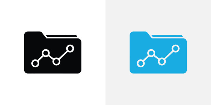 Black and blue folder with white graph symbols folder graph symbols
