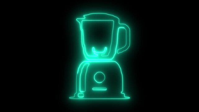 Cyan Neon Outline Of A Blender On A Black Background kitchen appliance