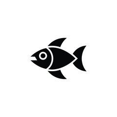 Obraz premium Black fish with white outline symbol seafood