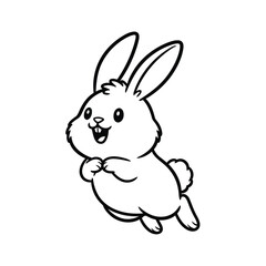 Obraz premium Cute Cartoon Bunny Jumping with Happy Expression for Kids