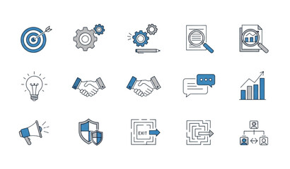 A set of business and marketing icons in a flat design style © Mstshneha