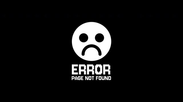 Error text message displayed on computer screen with a sad face emoticon. Suitable for website error page concept.