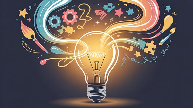 creative light bulb with idea