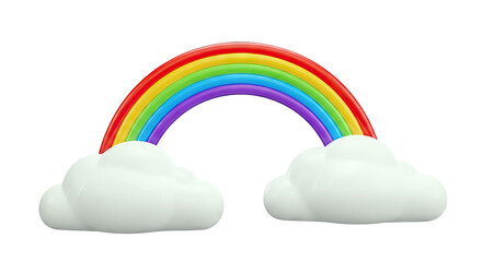 Fototapeta premium Cartoon Rainbow with Clouds