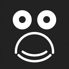 Obraz premium Minimal Angry Emoticon with White Slanted Eyes on Black Background, Clean High Contrast Simple Emotion Icon Design with Bold Graphic Style