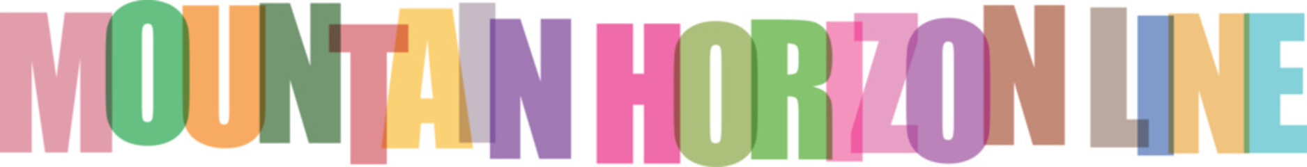 Colorful typography spelling out mountain horizon line with soft shadows isolated on transparent background © HM