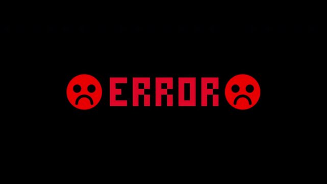 Error text message and sad faces, ideal for illustrating technical issues and failures.