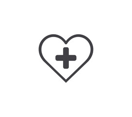 Obraz premium Heart with Plus Medical Symbol Line Icon for App UI