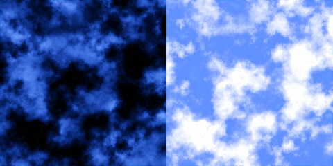 deep blue cosmic nebula isolated on transparent png, dark galaxy cloud background with transparent background, glowing space fog texture element in png format © Raziora