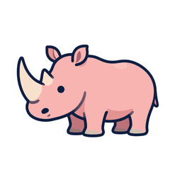 Fototapeta premium Pink Rhino Animal Vector Icon for App UI