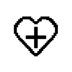 Obraz premium Pixelated Heart With Cross Medical Icon for App UI