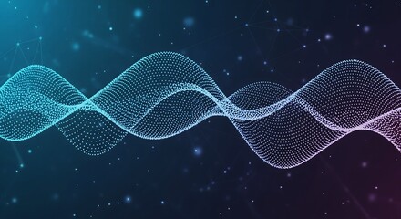 Fototapeta premium Abstract Dotted Wave Curve with Smooth Gradient Flow – Futuristic Big Data Tech Background HD