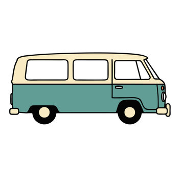 vintage camper van illustration retro travel bus