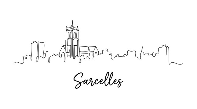 Sarcelles France skyline minimalist single line drawing on white background vector illustration