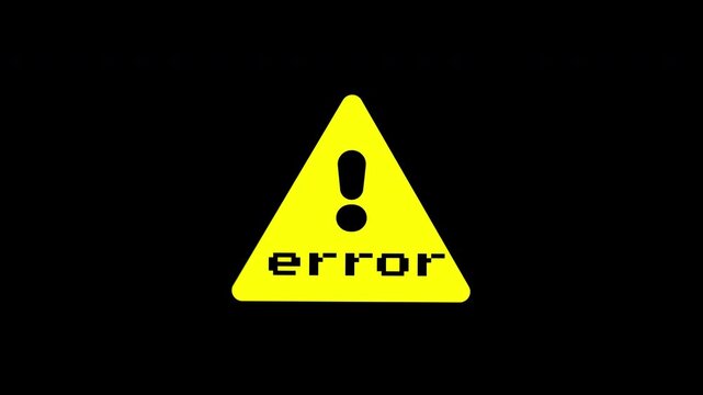 Error text warning sign on black background. Suitable for tech, cyber security, warning, error concept illustrations, design projects, and presentations.