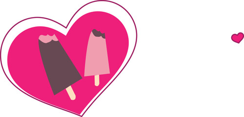 Obraz premium Pink heart with ribbon on pink and white backgrounds illustration