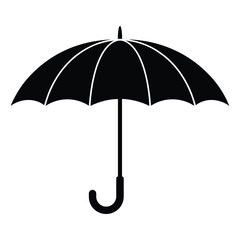 Black umbrella silhouette with curved handle