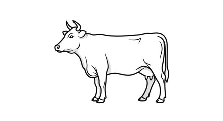 Fototapeta premium Simple Line Drawing of a Cow 1.