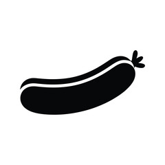 Simple black and white icon of a single plump sausage