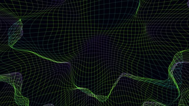 A massive 14,500-line topographic quantum grid flowing endlessly. This mathematically perfect seamless loop features procedural neon interference waves for stunning 4K VJ & motion graphic backgrounds.