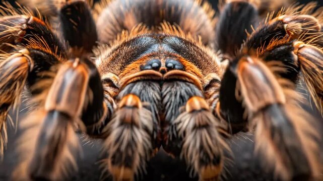 Close-up of a vibrant tarantula spider, showcasing intricate details.