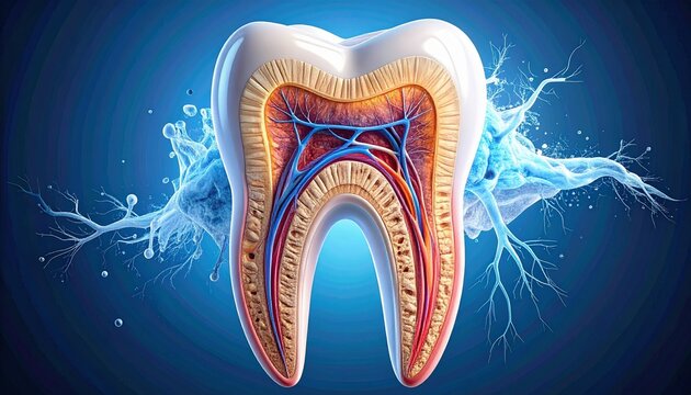 Anatomy of a Tooth: An inside look at the complex structure of a healthy tooth, revealing its intricate layers and vital components.