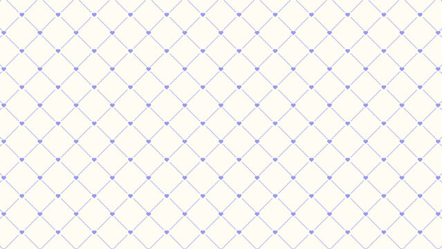 ラベンダー色の波線アーガイルと小さいハートのパターン16:9背景素材