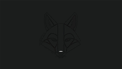 Fototapeta premium Minimalist Fox Head Outline on Black Background.