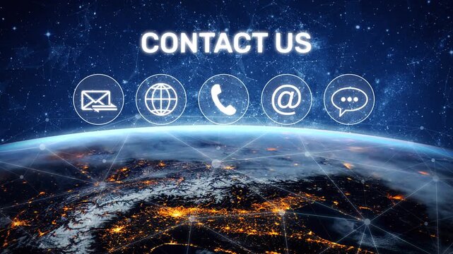 UI concept for contact us section showing icons for email, web, phone, and message. Contact and support icons help streamline business communication and improve customer contact experience. Muxer