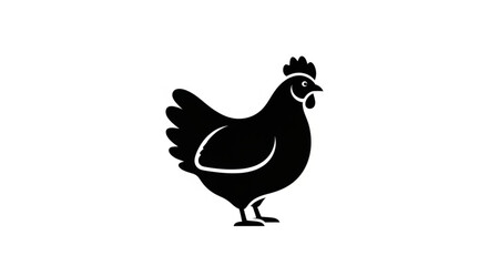 Black Chicken Silhouette Standing Proudly. © king