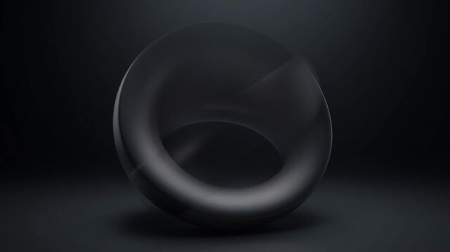 Abstract 3D dark torus shape rotating on dark background, with subtle light flares and motion blur, clean and modern. , Generative Ai