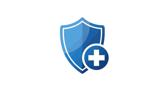 Shield with Plus Sign Icon Representing Medical Safety and Healthcare Protection, Digital Security, Health Assurance, and Added Wellness Features for Online Platforms