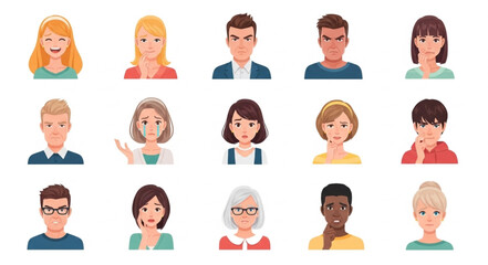 Diverse collection of human faces showcasing various emotions and expressions in a portrait style.