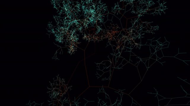 Massive 12,000-element dendritic fractal canopy sprawling in a mathematically perfect seamless loop. 4K code-driven exact loop of bifurcating radiant veins. No glitches, pure procedural 3D structure.