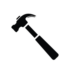 Black silhouette of a claw hammer on a white background