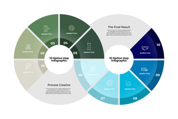 Timeline infographic template, Business concept with 10 options step circular for presentation. Vector editable illustration.