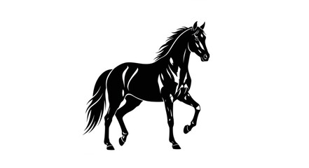 Obraz premium Black Horse Silhouette Running Freely.