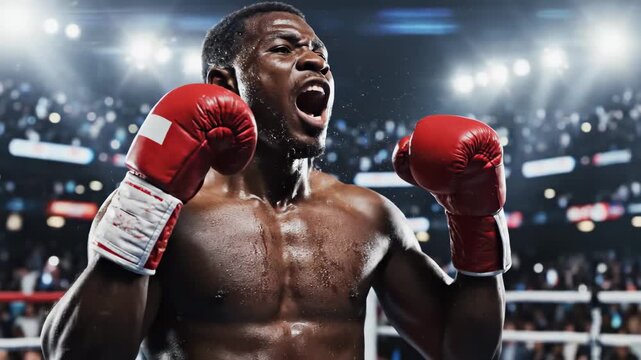 Intense Boxing Match - A Battle of Strength and Skill in the Ring.