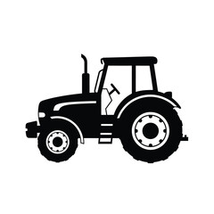 Obraz premium Black Silhouette of a Farm Tractor on White Background
