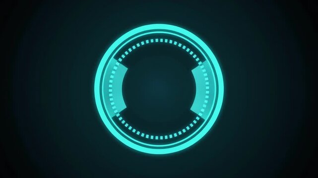Futuristic looping minimal circular progress meter rotating cyan gradient light abstract futuristic seamless surreal ambience cascading softly cinematic loop
