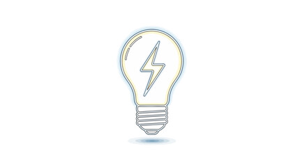 Glowing Light Bulb with Lightning Bolt Symbol Inside - Idea, Innovation, Energy Concept