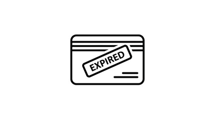 Expired Credit Card Icon, Financial Problem, Debt, Bank Card with Expired Stamp