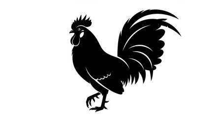 Black Rooster Silhouette Illustration. © milah
