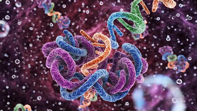 Complex protein and DNA molecular structure in biological environment