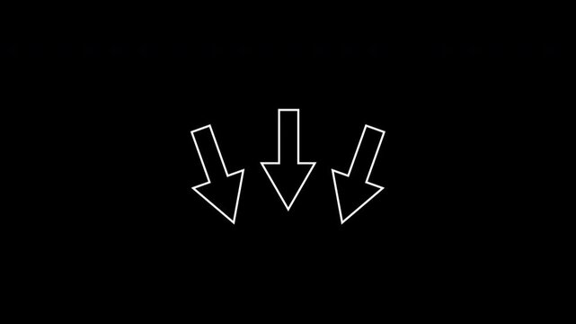 Squirrel arrow pointing downward against a stark black background. Suitable for business presentations, financial reports, and educational materials.