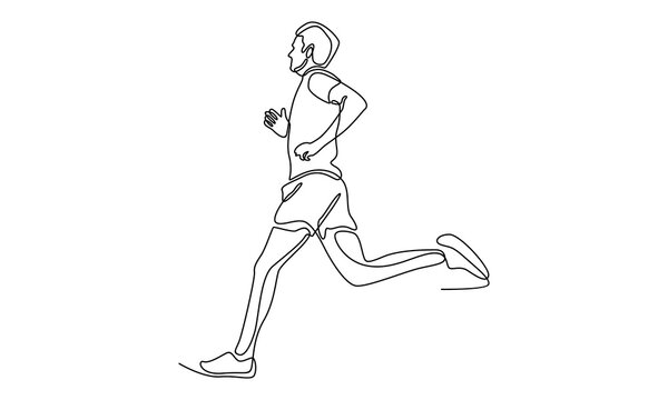 continuous line of man athlete runner focus sprint run