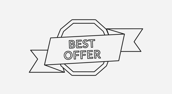 Best Offer Ribbon Badge - Outline Vector Illustration for Sales and Promotions