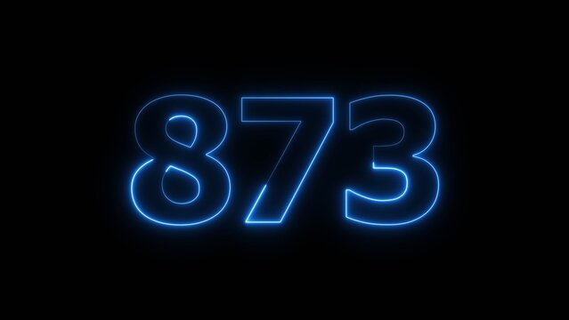 Abstract beautiful blue neon 873 number illustration background 4K. Neon countdown number icon background.